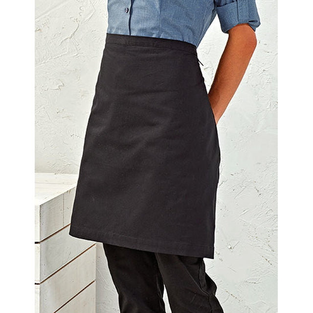 Mid-Length Apron (Fairtrade Cotton)-Premier Workwear-PR114-BLK-Duurzaam schort-GroeneSpullen.nl