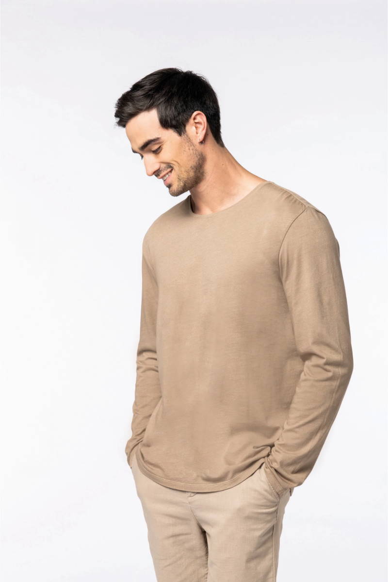 Washed unisex T-shirt lange mouwen