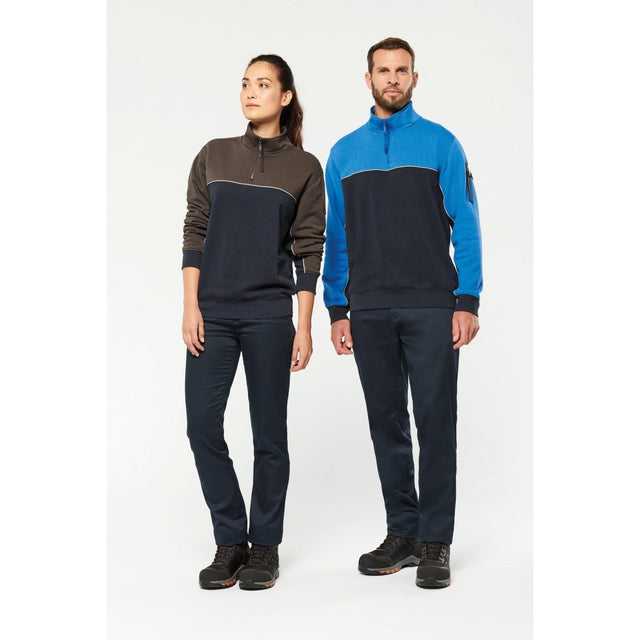 Ecologische uniseks werk sweater met ritskraag