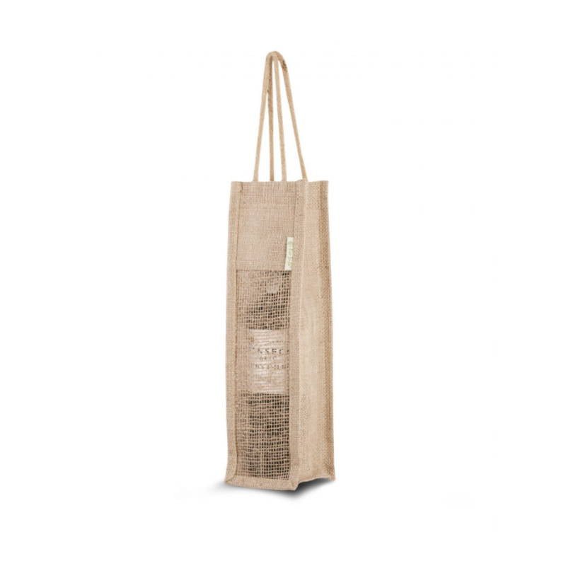 Jute Wijntas Mesh voor 1 Fles - GroeneSpullen.nl