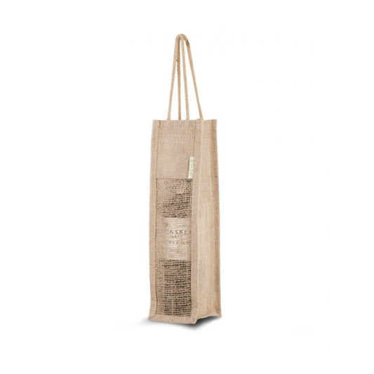 Jute Wijntas Mesh voor 1 Fles - GroeneSpullen.nl